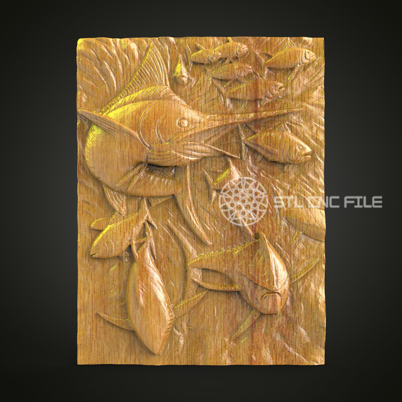 Oceanic Ballet 3D STL Model, CNC Router Engraving, Compatible with Artcam & Aspire, Marine Fish Wall Art Decor