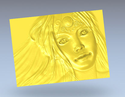 Visage Élégant en Bois STL pour CNC, Modèle de Sculpture Féminine 3D, Fichiers Artcam Aspire, Décoration Murale Artistique, Art sur Bois CNC, Élégance Classique