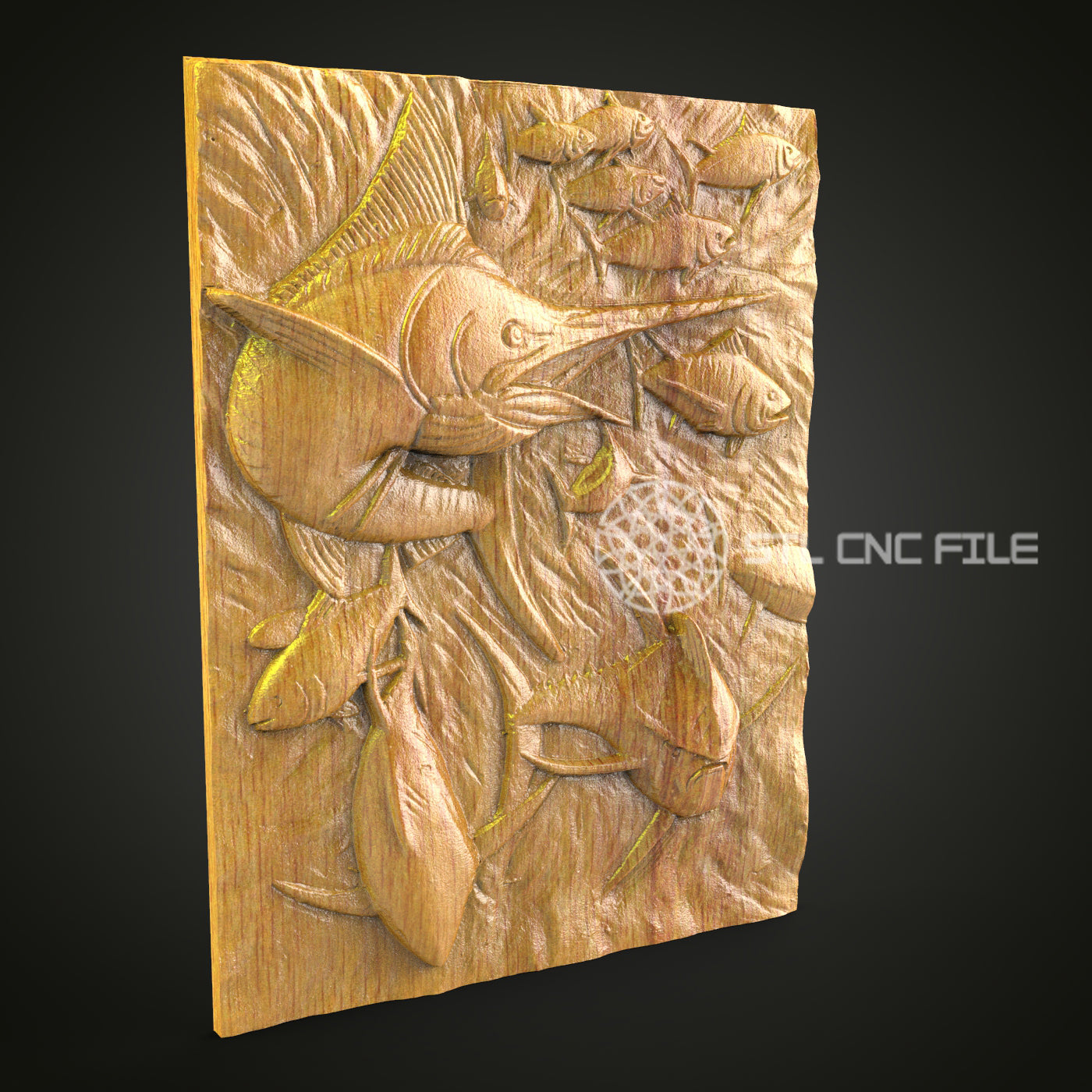 Oceanic Ballet 3D STL Model, CNC Router Engraving, Compatible with Artcam & Aspire, Marine Fish Wall Art Decor