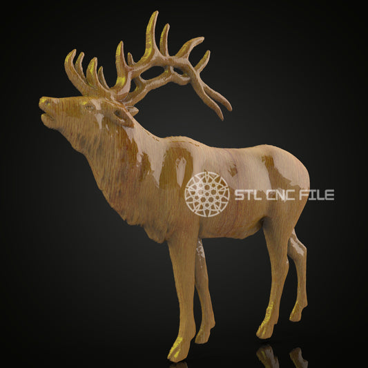 Imposing Elk STL Model - CNC Wood Engraving, Artcam Aspire Artwork, Rustic Wall Decor, CNC Router File