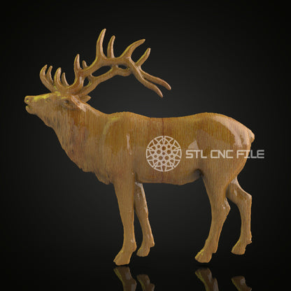 Imposing Elk STL Model - CNC Wood Engraving, Artcam Aspire Artwork, Rustic Wall Decor, CNC Router File