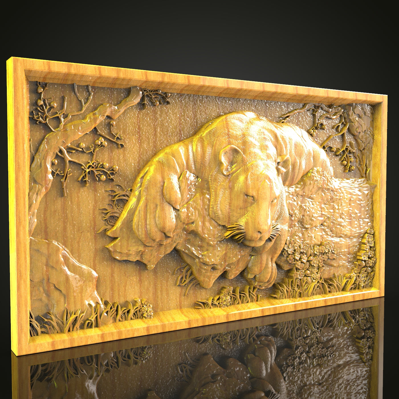 Sleeping Tiger STL Model for CNC – Perfect for Majestic Wood Art & Engraving Projects