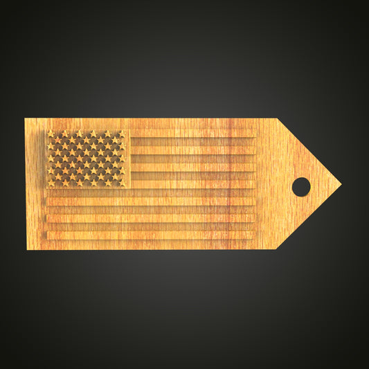 American Flag Tag 3D Model - STL for CNC Router Engraver, Artcam, Aspire, CNC Files, Wood Art Decor