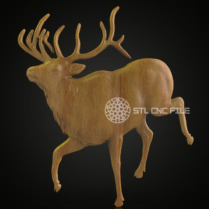 Dynamic Elk STL Model - CNC Router File for Wood Engraving, Artcam & Aspire Wall Art, Nature CNC Decor