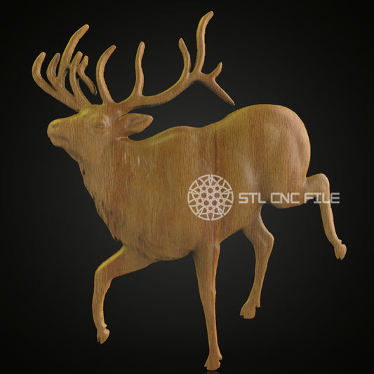 Dynamic Elk STL Model - CNC Router File for Wood Engraving, Artcam & Aspire Wall Art, Nature CNC Decor