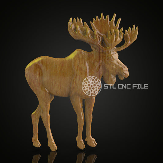 Stately Moose STL Model - Artcam Aspire CNC Files, Woodworking Router Engraver, Rustic Wall Decor Art