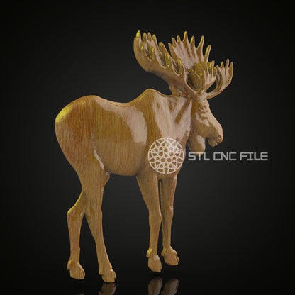 Stately Moose STL Model - Artcam Aspire CNC Files, Woodworking Router Engraver, Rustic Wall Decor Art