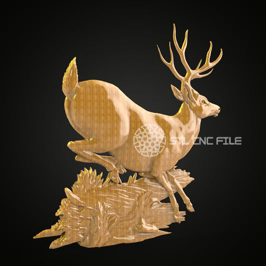 Deer Stag Wood Art STL Model for CNC Router Engraving - Artcam, Aspire, Wall Decor CNC Files