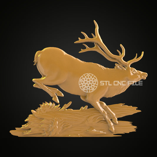 Leaping Deer STL Model – CNC Router File for Engraving, Artcam, Aspire – Dynamic Wood Art & Wall Decor