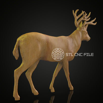 Sleek Stag STL Model - CNC Router Engraving File, Artcam Aspire, Wood Wall Art Decor, CNC Craft File