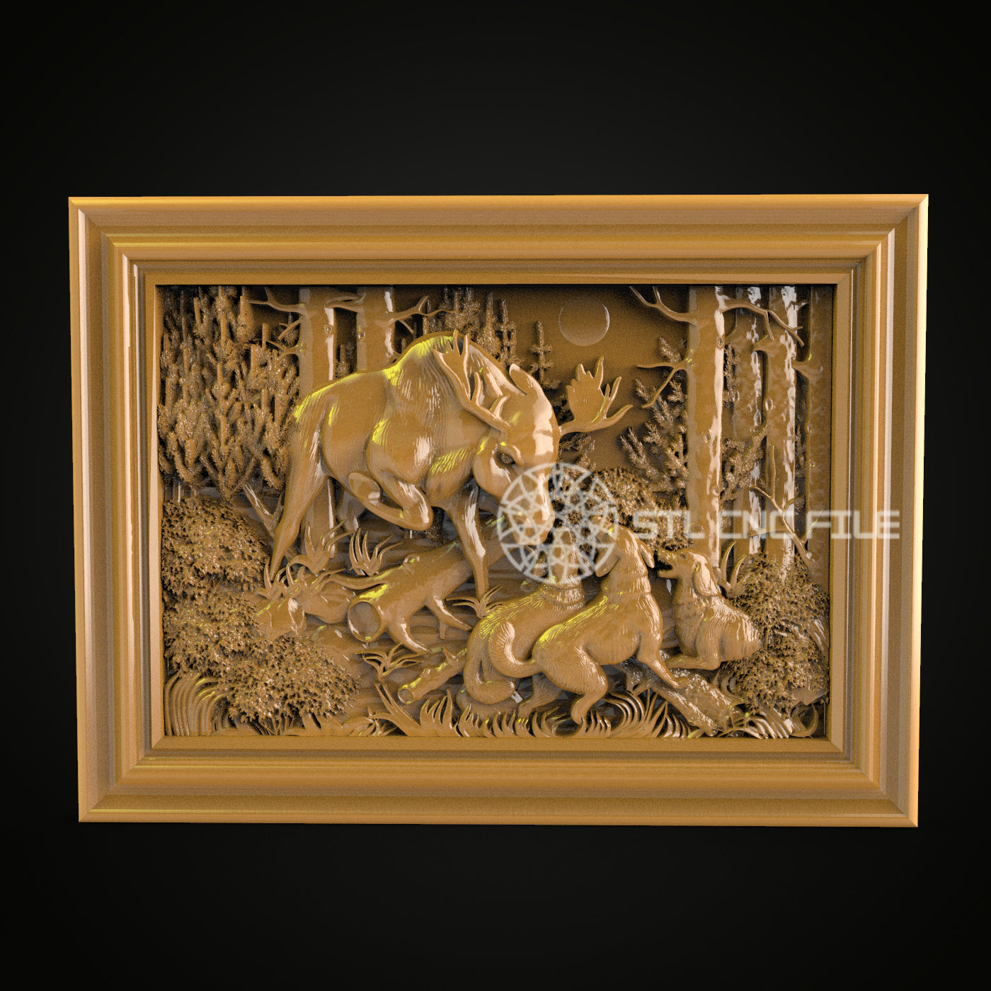 Forest Deer Family 3D STL Model - CNC Router Engraver File for Artcam, Aspire - Wood Art Wall Decor