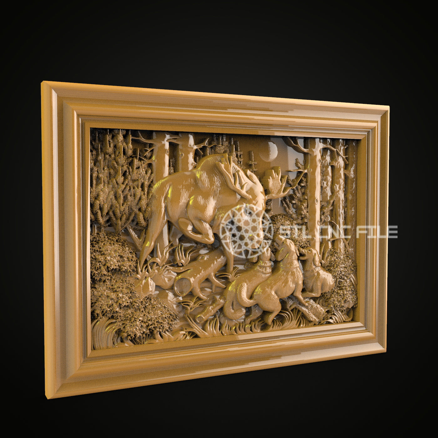 Forest Deer Family 3D STL Model - CNC Router Engraver File for Artcam, Aspire - Wood Art Wall Decor