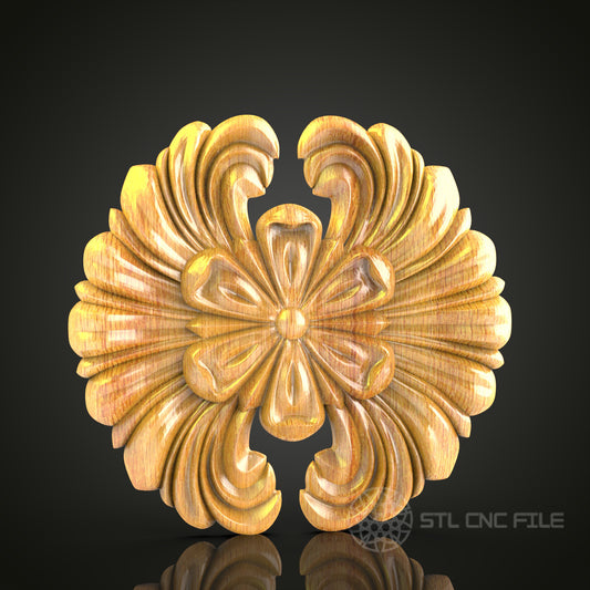 Baroque Floral Relief STL Model for CNC Woodworking – Digital File for Artcam, Aspire, Wall Decor