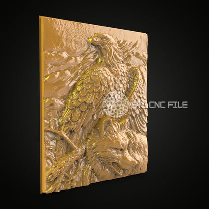 Eagle and Wolf 3D STL Model, CNC Router Engraver File, site