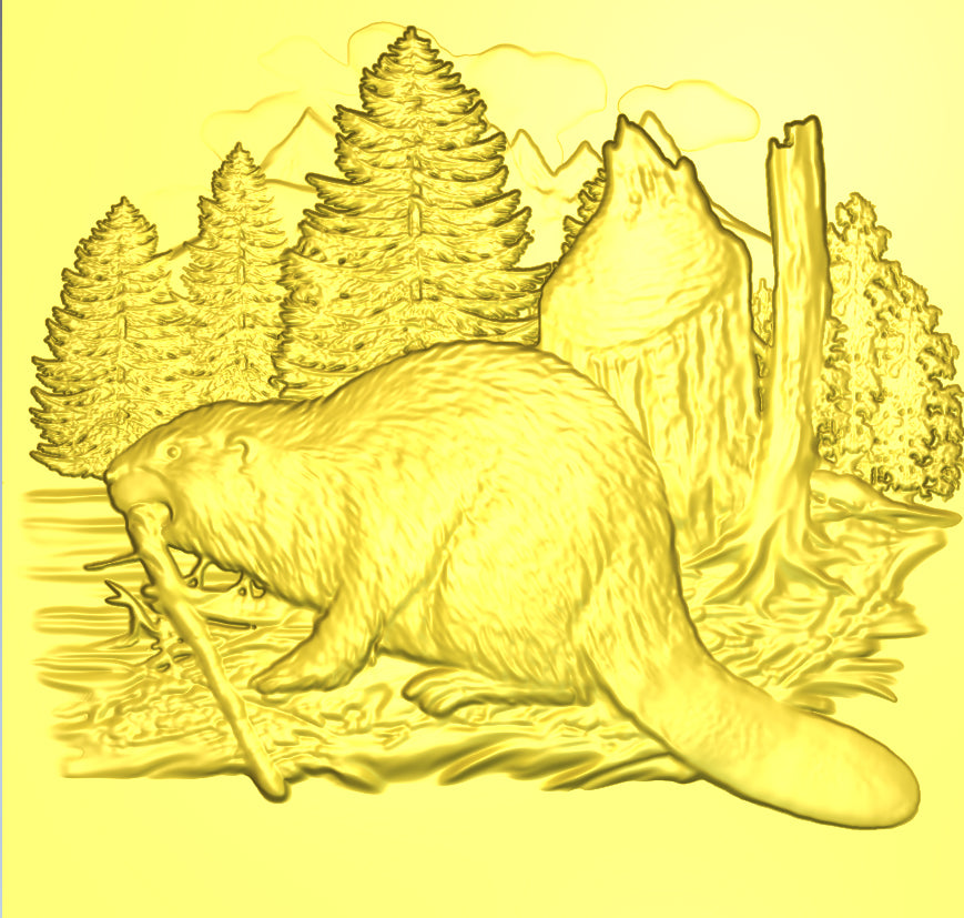 Busy Beaver in Forest 3D STL Model, Perfect for CNC Routers, Artcam & Aspire, Woodland Wall Art for Nature Lovers