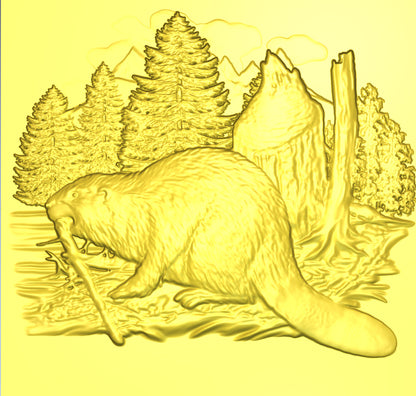 Busy Beaver in Forest 3D STL Model, Perfect for CNC Routers, Artcam & Aspire, Woodland Wall Art for Nature Lovers