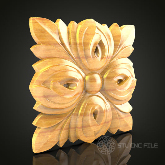 Golden Petals STL Model - Artistic CNC Router Engraver File for Wood Wall Decor, Compatible with Artcam, Aspire