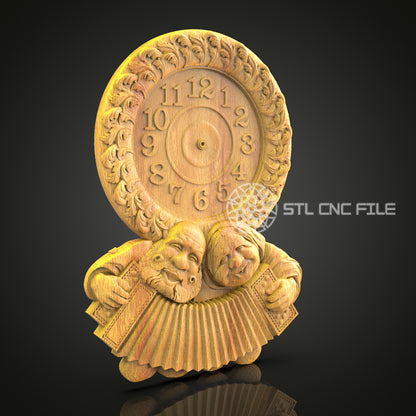 Folklore Duo Clock STL, CNC Engraving File, Artcam Aspire Model, Whimsical Wood Art, Storybook Wall Decor, CNC Router Download