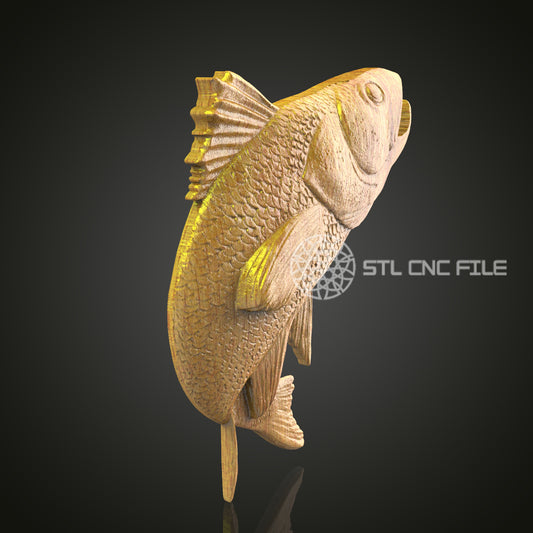 Dynamic Fish Leap STL Model for CNC Woodworking, Artistic Wall Decor 3D Engraving File