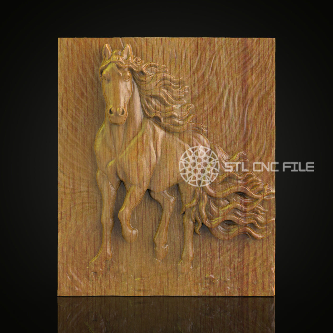 Stallion Elegance - Dynamic Horse STL Model for CNC Router, Wood Engraving ArtcamAspire, Equine Wall Decor, CNC Craft File