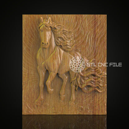 Stallion Elegance - Dynamic Horse STL Model for CNC Router, Wood Engraving ArtcamAspire, Equine Wall Decor, CNC Craft File