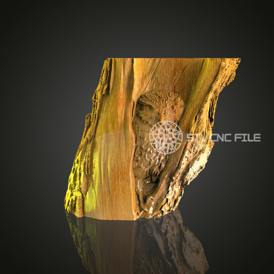 Owl in Forest CNC File, Artcam and Aspire Ready, STL Woodworking, Wall Art Decor, CNC Router Digital Model