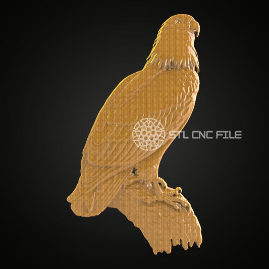 Perched Eagle STL Model, CNC Engraving File, Compatible with Artcam Aspire, Wood Carving Art, Majestic Bird Wall Decor for CNC Router