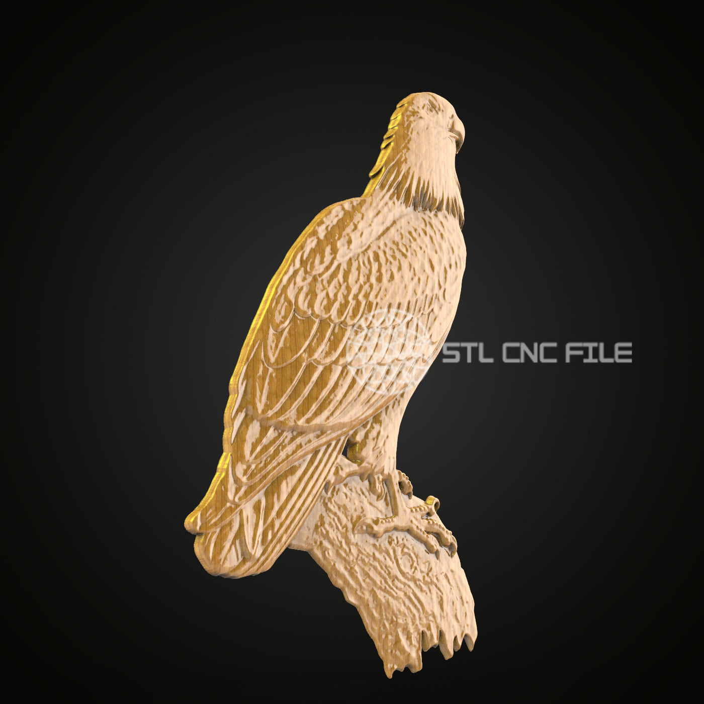 Perched Eagle STL Model, CNC Engraving File, Compatible with Artcam Aspire, Wood Carving Art, Majestic Bird Wall Decor for CNC Router