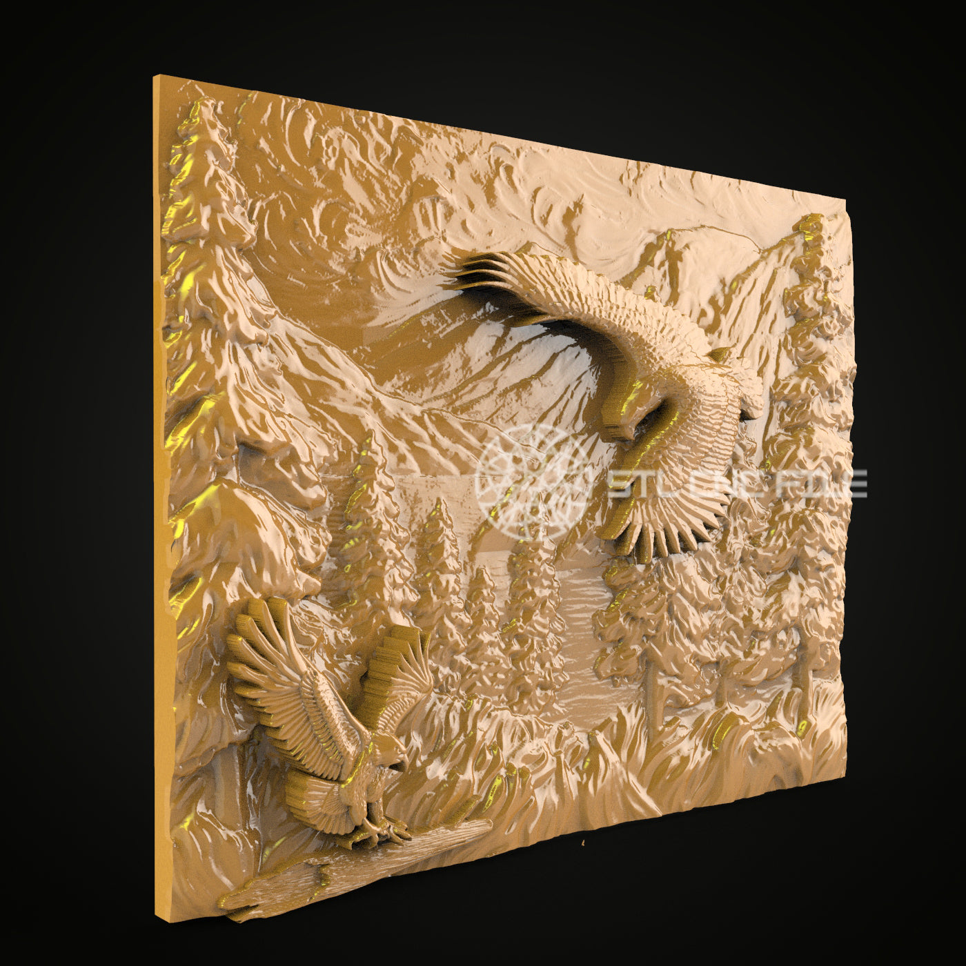 Forest Eagles 3D STL Model, CNC Router Engraving File, Artcam & Aspire Compatible, Nature Inspired Wood Art, Majestic Wall Decor CNC Plan
