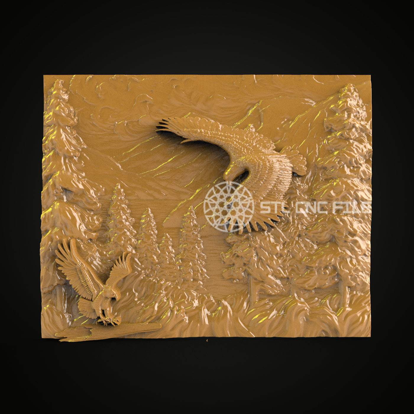 Forest Eagles 3D STL Model, CNC Router Engraving File, Artcam & Aspire Compatible, Nature Inspired Wood Art, Majestic Wall Decor CNC Plan