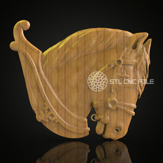 Classical Horse Bust - Elegant STL Model for CNC Router, ArtcamAspire Engraving, Equine Wood Art, Sophisticated Wall Decor