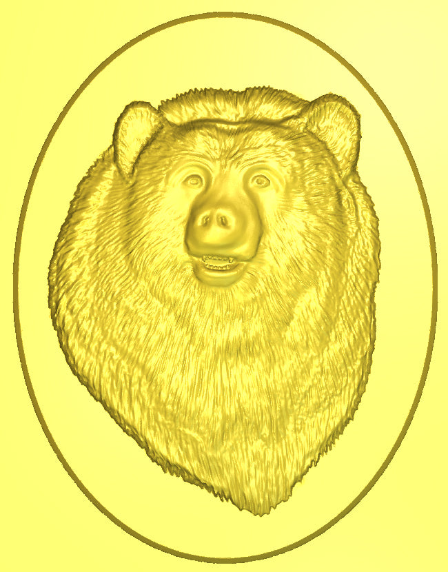 Grinning Bear 3D Relief STL Model for CNC Router Engraving