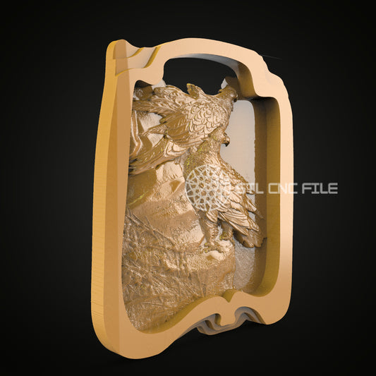 Golden Eagle 3D STL Model for CNC Router Engraving - Artcam, Aspire Compatible Wood Art Files, Majestic Wall Decor for CNC