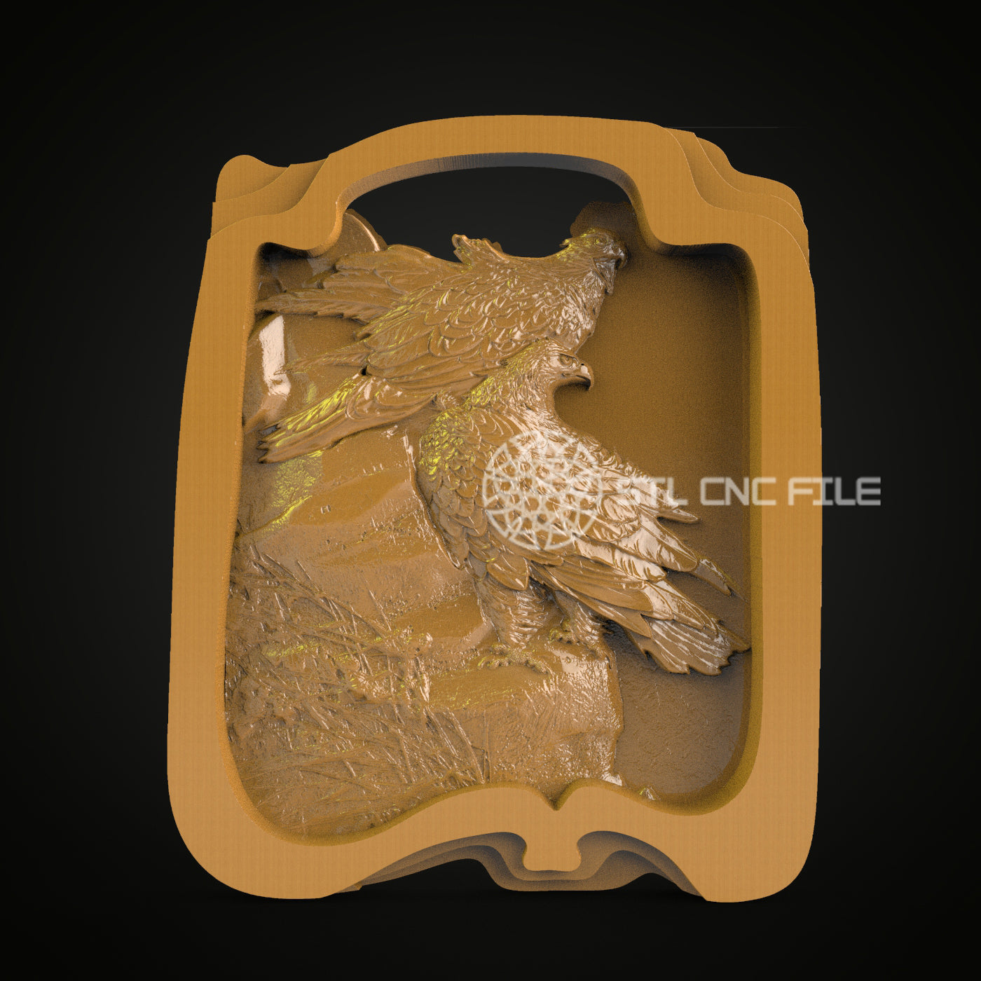 Golden Eagle 3D STL Model for CNC Router Engraving - Artcam, Aspire Compatible Wood Art Files, Majestic Wall Decor for CNC