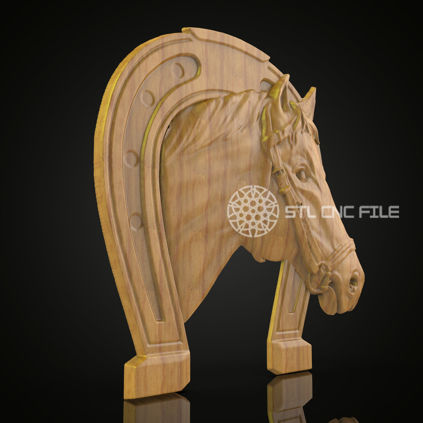 Ornate Horse Head STL - Decorative CNC Router Model for Engraving, ArtcamAspire Woodworking, Equestrian Wall Art, Craft File