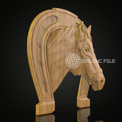 Ornate Horse Head STL - Decorative CNC Router Model for Engraving, ArtcamAspire Woodworking, Equestrian Wall Art, Craft File