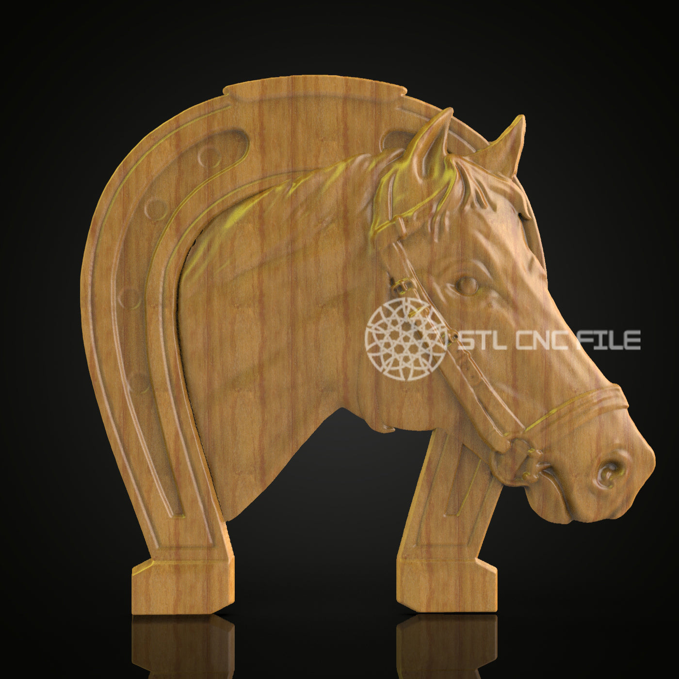 Ornate Horse Head STL - Decorative CNC Router Model for Engraving, ArtcamAspire Woodworking, Equestrian Wall Art, Craft File