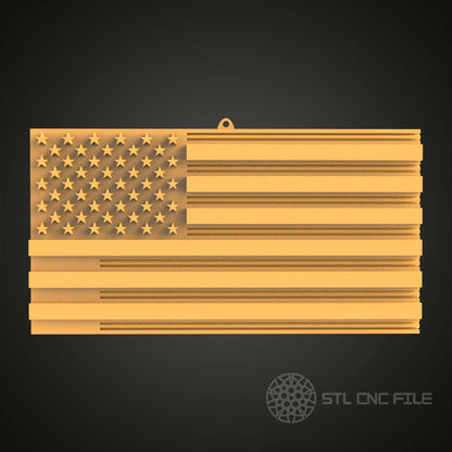 3D American Flag - STL Model for CNC Router Engraver, Artcam, Aspire, CNC Files, Wood Art Wall Decor