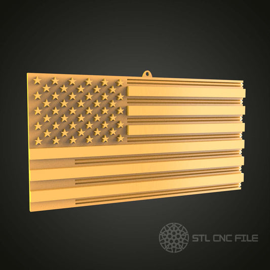 3D American Flag - STL Model for CNC Router Engraver, Artcam, Aspire, CNC Files, Wood Art Wall Decor