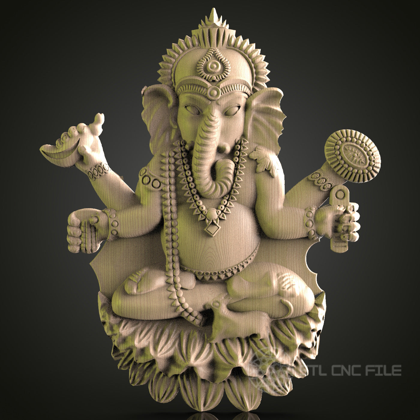 Detailed Ganesha Wall Sculpture - STL Model for CNC Router, 3D Printer - Artcam, Aspire Compatible