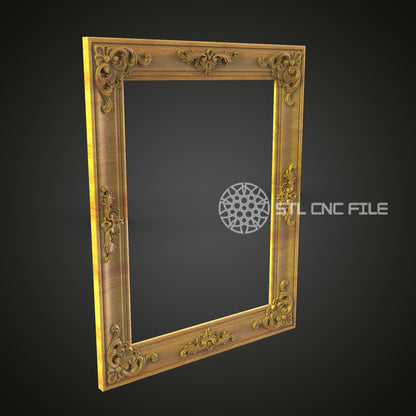 Elegant Wood Frame CNC Model for Artcam and Aspire, Classic Decor STL File for CNC Engraving