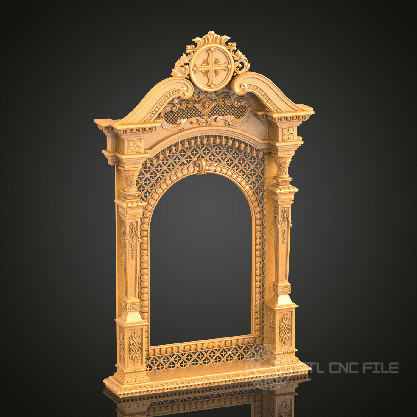 Baroque Arch 3D Frame STL Model for CNC Router, Artcam Aspire CNC Files, Wood Art Decor