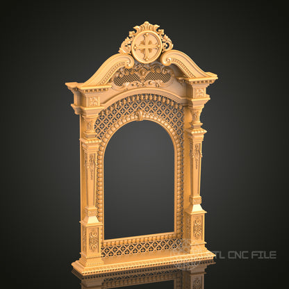 Baroque Arch 3D Frame STL Model for CNC Router, Artcam Aspire CNC Files, Wood Art Decor