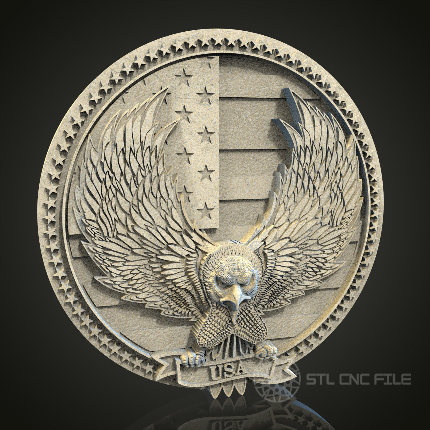Patriotic American Eagle Relief | STL Model for CNC Router, 3D Printer | Aspire, Artcam, CNC Files