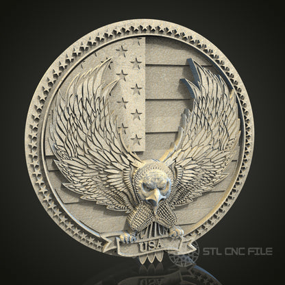 Patriotic American Eagle Relief | STL Model for CNC Router, 3D Printer | Aspire, Artcam, CNC Files