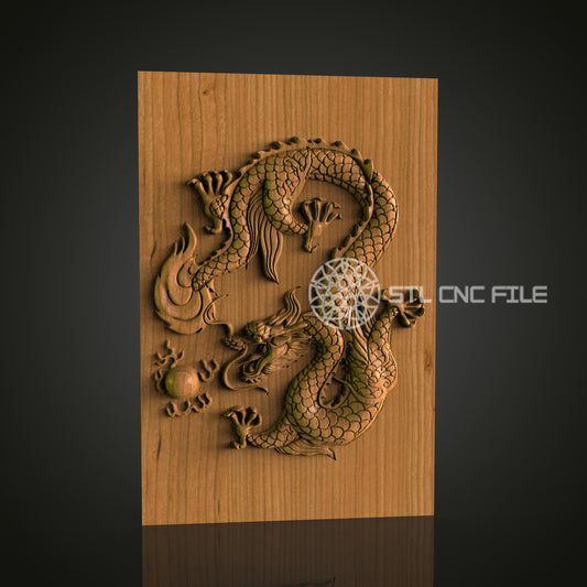 Dragon Relief STL File for CNC Router – 3D Printer Compatible Wood Art for Wall Decor