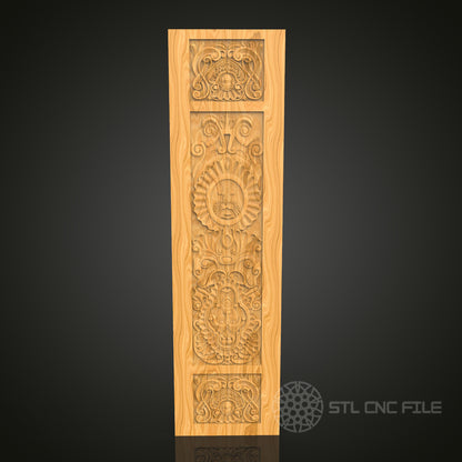 Architectural Ornament CNC Carving STL File - Detailed Panel Design, Compatible with Artcam, Aspire