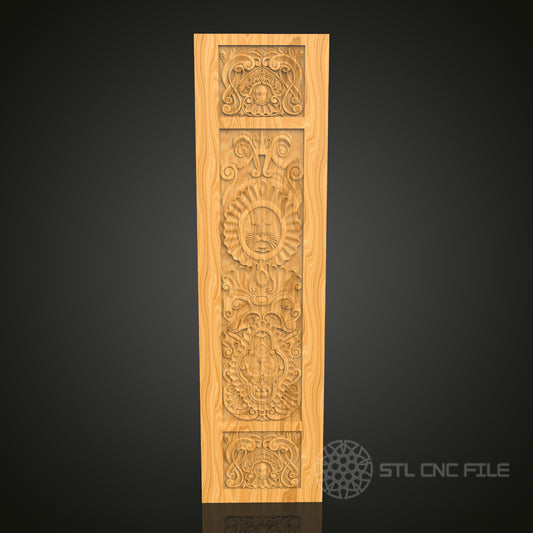 Architectural Ornament CNC Carving STL File - Detailed Panel Design, Compatible with Artcam, Aspire