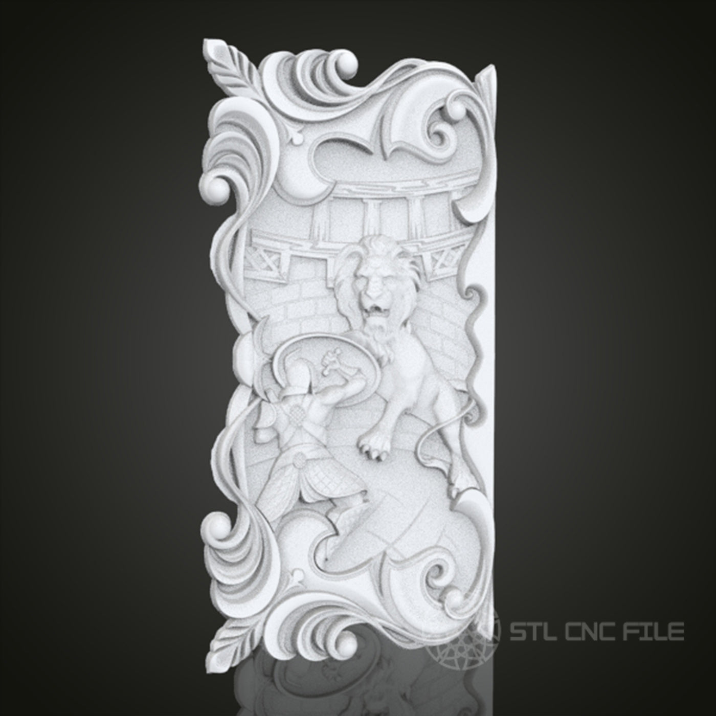 Roman Gladiator and Lion Relief | STL Model for CNC Router, 3D Printer | Aspire, Artcam, CNC Files