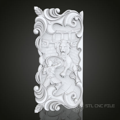 Roman Gladiator and Lion Relief | STL Model for CNC Router, 3D Printer | Aspire, Artcam, CNC Files